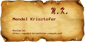 Mendel Krisztofer névjegykártya